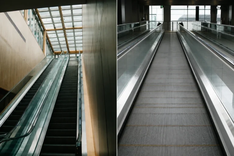 Travelator vs Escalator in a modern building project with integrated vertical transportation system