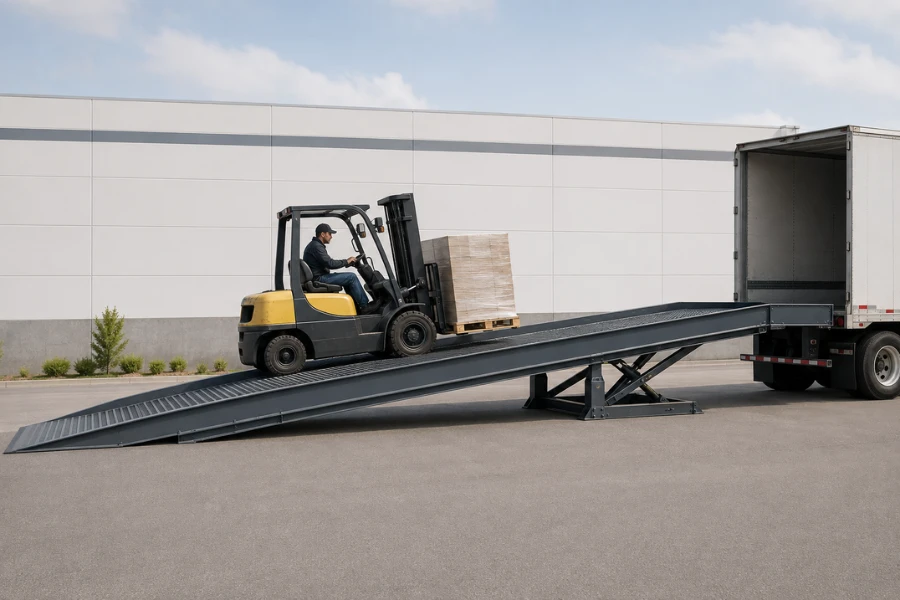 Main types of warehouse loading ramps for different loading operations